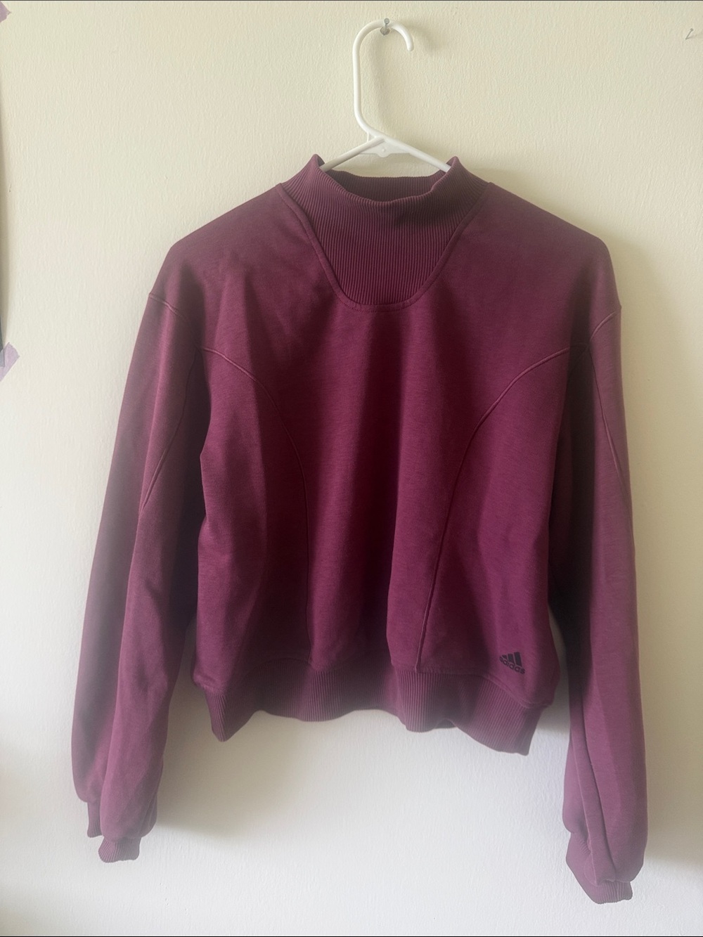 adidas Women's Burgundy Mock Neck Pullover Sweatshirt